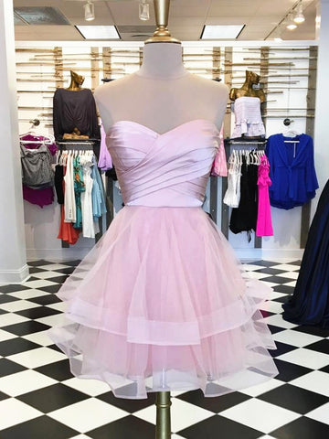 Custom Made Sweetheart Neck Short Pink Prom Dresses, Short Pink Homecoming Dresses, Formal Dresses