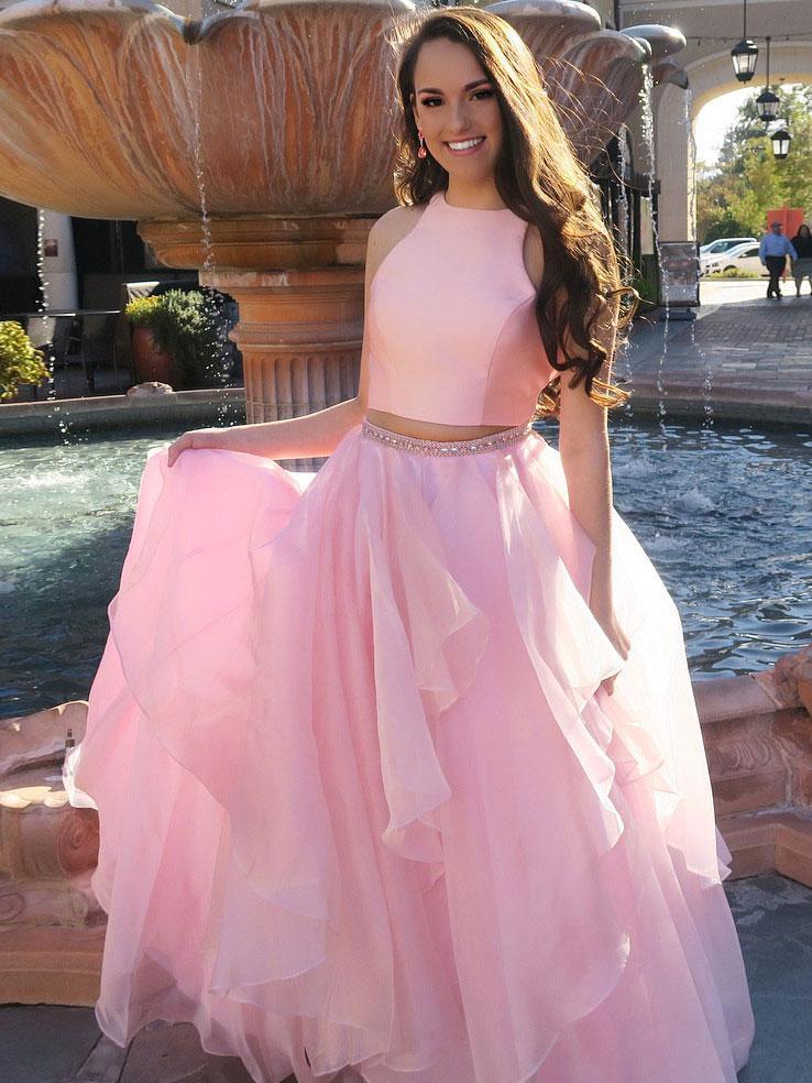 A Line Scoop Neck 2 Pieces Champagne/Pink Prom Dresses, 2 Pieces Forma jbydress A Line Scoop Neck 2 Pieces Champagne/Pink Prom Dresses, 2 Pieces Forma jbydress