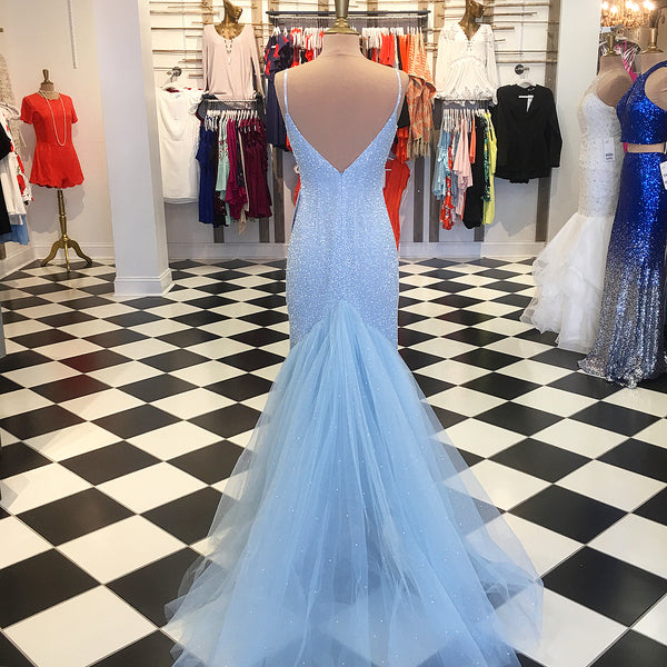 Custom Made Blue V Neck Mermaid Prom Dresses, Mermaid Formal Dresses, Blue Evening Dresses