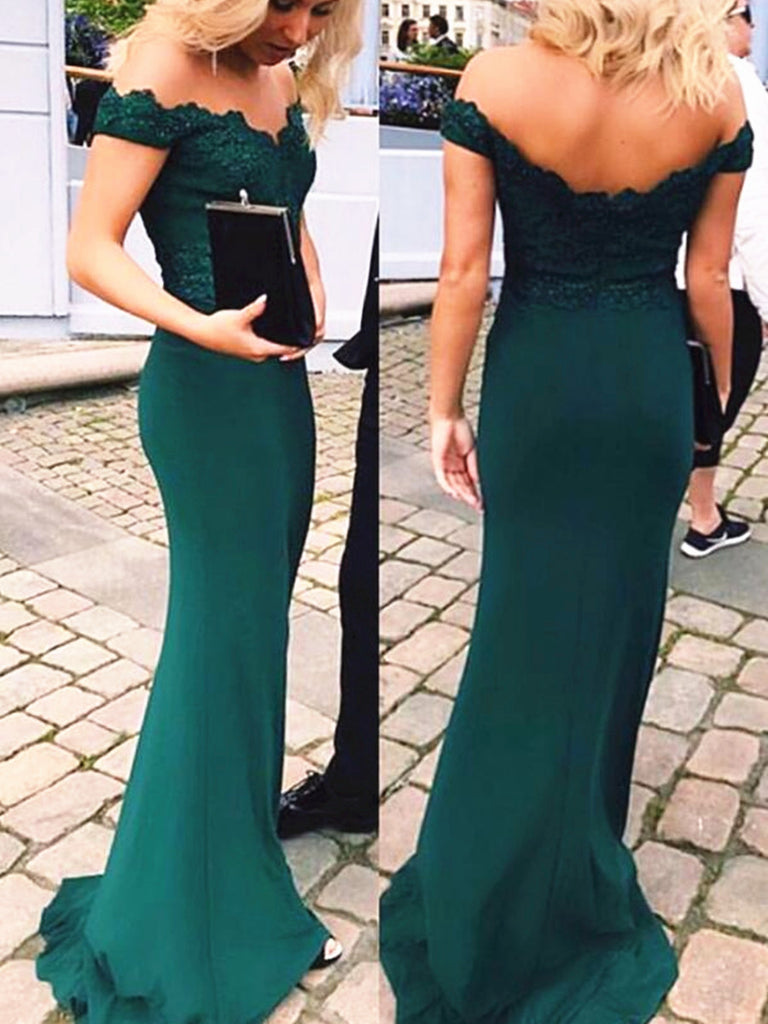 Emerald Green Lace Bridesmaid Dresses With Short Sleeves Mermaid Off  Shoulder Plus Size Girls Long Maid