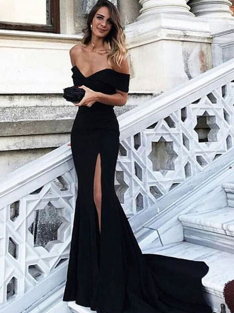 Black Off-the-Shoulder Dress | Little black dress outfit, Black dresses  classy, Event dresses