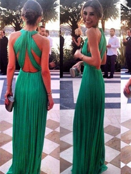 A Line Long Green Prom Dresses, Long Green Formal/Bridesmaid Dresses