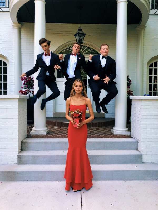 A Line Spaghetti Straps Red Mermaid Prom Dresses, Red Thin Straps Form jbydress A Line Spaghetti Straps Red Mermaid Prom Dresses, Red Thin Straps Form jbydress