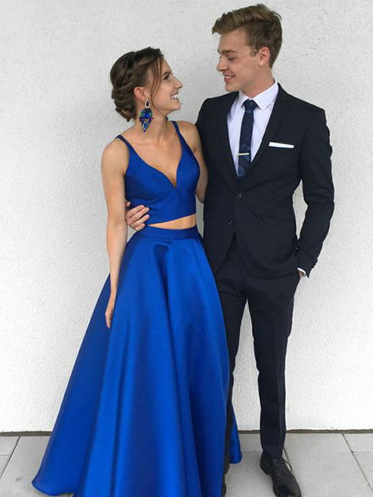 Simple Royal Blue 2 Pieces Prom Dresses, Royal Blue 2 Pieces Formal Dr jbydress Simple Royal Blue 2 Pieces Prom Dresses, Royal Blue 2 Pieces Formal Dr jbydress