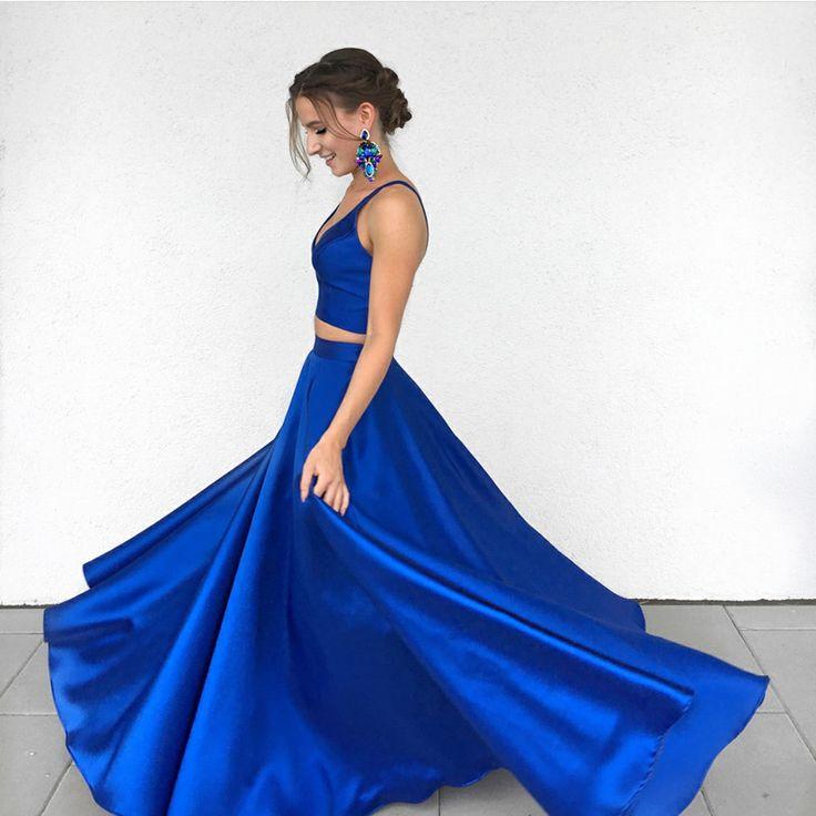 Simple Royal Blue 2 Pieces Prom Dresses, Royal Blue 2 Pieces Formal Dr jbydress Simple Royal Blue 2 Pieces Prom Dresses, Royal Blue 2 Pieces Formal Dr jbydress