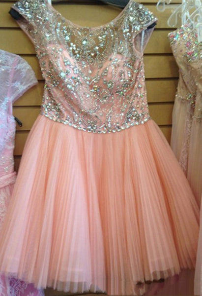 Custom Made Round Neck Pink Short Prom Dress, Short Graduation Dress, Short Homecoming Dress