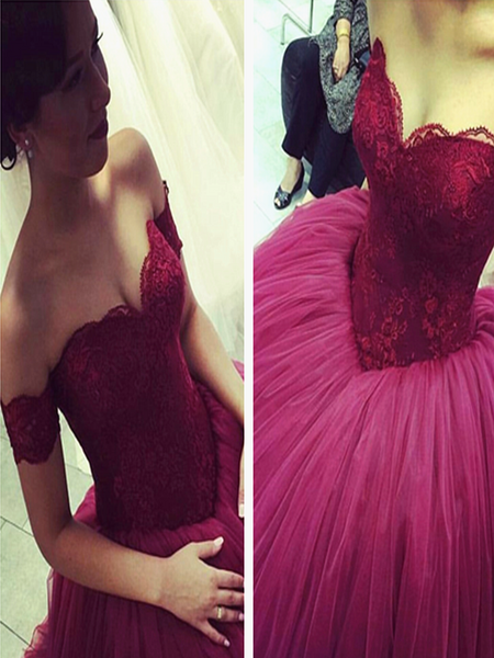 Custom Made Off Shoulder Sweetheart Neck Floor Length Prom Dress, Prom Gowns