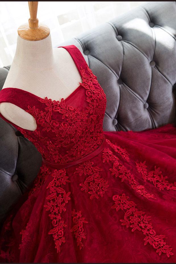 A Line Short Burgundy Lace Prom Dress, Lace Graduation Dress, Homecomi jbydress A Line Short Burgundy Lace Prom Dress, Lace Graduation Dress, Homecomi jbydress