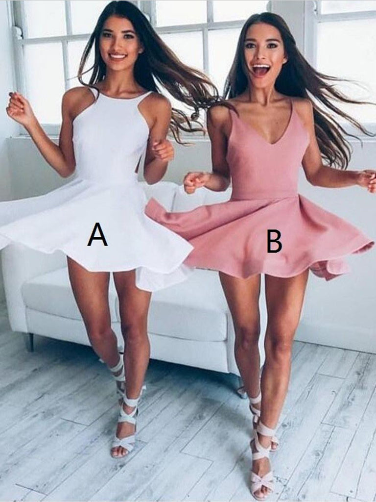 A Line Backless White Short Mini Prom Dresses, Short Graduation Dresse jbydress A Line Backless White Short Mini Prom Dresses, Short Graduation Dresse jbydress